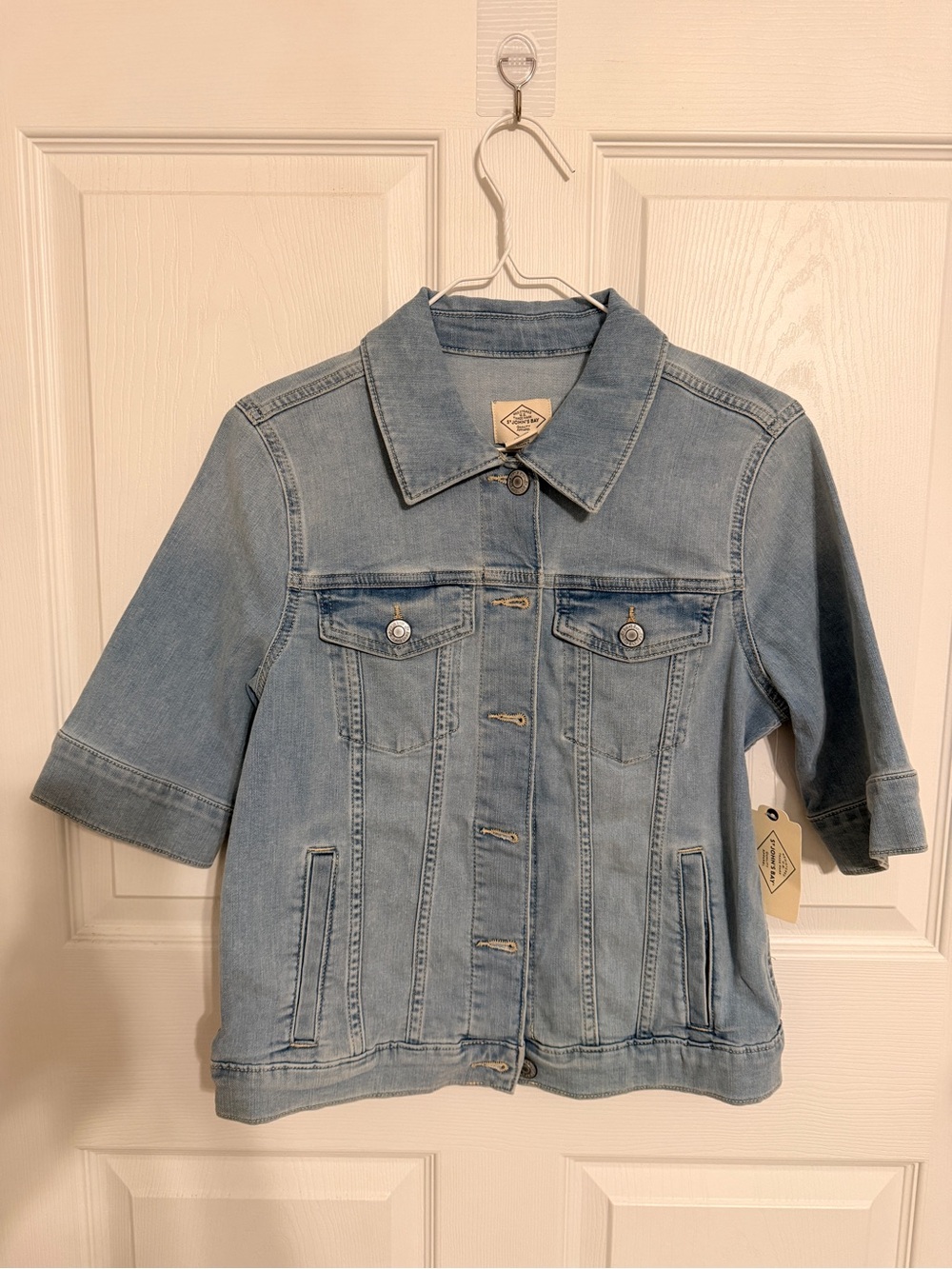St. John’s Bay Light Wash Denim Jacket 3/4 Sleeve Size Small NWT